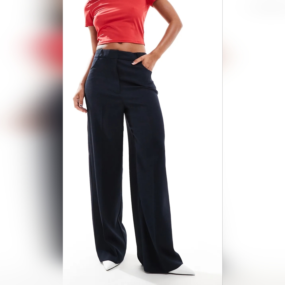 Women's Navy Wide-Leg Pants